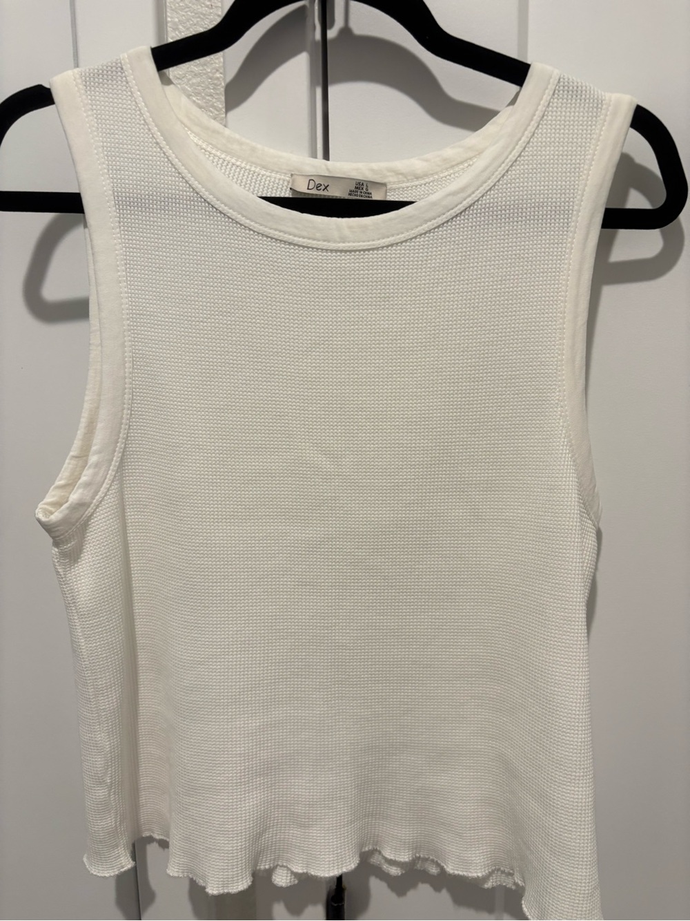 Dex White Textured Sleeveless Tank